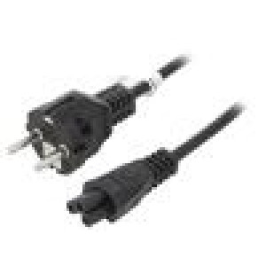 Kabel CEE 7/7 (E/F) vidlice,IEC C5 zásuvka PVC 1m černá 2,5A