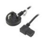 Kabel BS 1363 (G) vidlice,IEC C13 zásuvka 90° PVC 2m černá