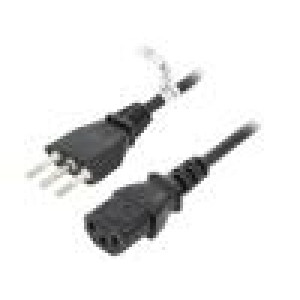 Kabel zástrčka CEI 23-50 (L),IEC C13 zásuvka PVC 1,8m černá