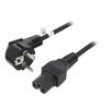 Kabel CEE 7/7 (E/F) úhlová vidlice,IEC C15 zásuvka PVC 2m