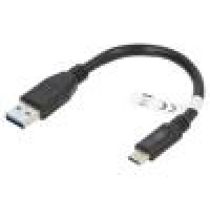 Kabel USB 3.0 USB A vidlice,USB C vidlice 0,15m černá