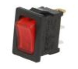 ROCKER SPST pol: 2 OFF-ON 16A/12VDC červená LED Těleso: černá