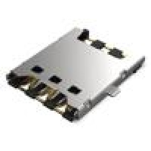 Konektor: pro karty Nano SIM SMT gold flash PIN: 6 1,35mm role
