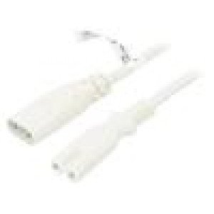 Kabel IEC C7 zásuvka,IEC C8 vidlice PVC 2m bílá 2,5A 250V