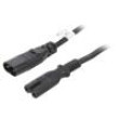 Kabel IEC C7 zásuvka,IEC C8 vidlice PVC 2m černá 2,5A 250V