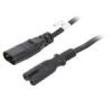Kabel IEC C7 zásuvka,IEC C8 vidlice PVC 2m černá 2,5A 250V