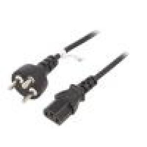 Kabel DE1-13P (K) vidlice,IEC C13 zásuvka PVC 2m černá 10A