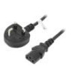 Kabel BS 1363 (G) vidlice 90°,IEC C14 vidlice PVC 1,8m černá