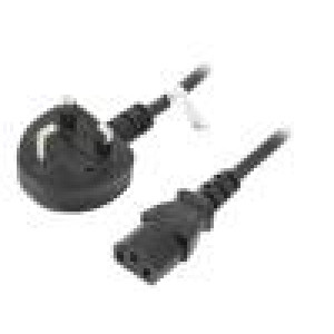 Kabel BS 1363 (G) vidlice,IEC C14 vidlice PVC 1,8m černá 5A