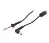 Kabel vodiče,DC 5,5/2,1 zástrčka úhlový 0,5mm2 černá 1,2m
