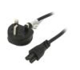 Kabel BS 1363 (G) vidlice,IEC C5 zásuvka PVC 1,5m černá 10A
