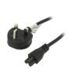 Kabel BS 1363 (G) vidlice,IEC C5 zásuvka PVC 1,5m černá 10A