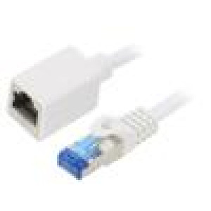 Prodlužka RJ45 S/FTP 6a Cu LSZH bílá 2m 26AWG Povrch: zlacený