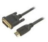 Kabel DVI-D (24+1) vidlice,HDMI vidlice 1,8m černá Žíla: Cu