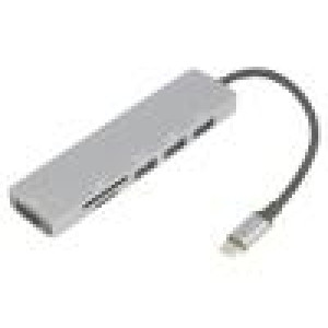 Adaptér OTG,USB 3.0 niklovaný 0,15m černá 5Gbps stříbrná PVC