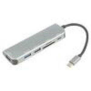 Adaptér OTG,USB 3.0 niklovaný 0,15m černá 5Gbps stříbrná PVC