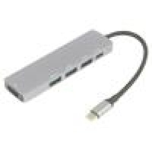 Adaptér OTG,USB 3.0 niklovaný 0,15m černá 5Gbps stříbrná PVC