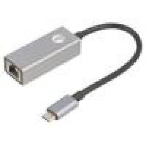 Adaptér USB 3.1 RJ45 zásuvka,USB C vidlice niklovaný 0,2m