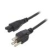 Kabel IEC C5 zásuvka,NEMA 5-15 (B) vidlice PVC 1m černá 7A