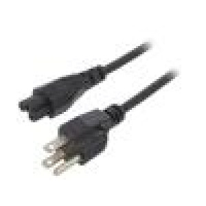 Kabel 3x18AWG IEC C5 zásuvka,NEMA 5-15 (B) vidlice PVC 1m