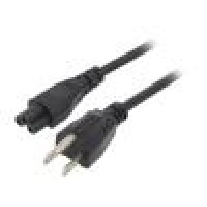 Kabel IEC C5 zásuvka,NEMA 5-15 (B) vidlice PVC 5m černá 7A