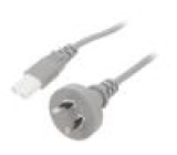 Kabel AS/NZS 3112 (I) zástrčka,IEC C7 zásuvka PVC 1m šedá