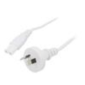 Kabel AS/NZS 3112 (I) zástrčka,IEC C7 zásuvka PVC 1m bílá