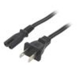 Kabel IEC C7 zásuvka,NEMA 1-15 (A) vidlice PVC 1m černá 7A