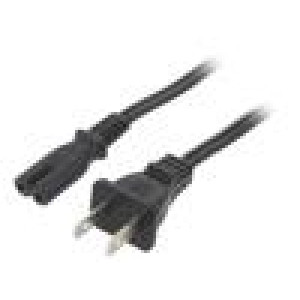 Kabel IEC C7 zásuvka,NEMA 1-15 (A) vidlice PVC 1m černá 7A