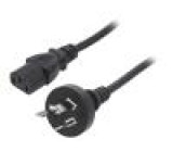 Kabel AS/NZS 3112 (I) zástrčka,IEC C13 zásuvka PVC 1m černá