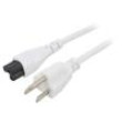 Kabel IEC C5 zásuvka,NEMA 5-15 (B) vidlice PVC 1m bílá 7A