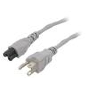 Kabel IEC C5 zásuvka,NEMA 5-15 (B) vidlice PVC 5m šedá 7A