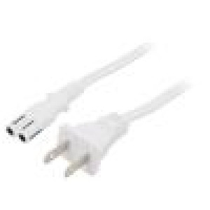 Kabel 2x18AWG IEC C7 zásuvka,NEMA 1-15 (A) vidlice PVC 1m