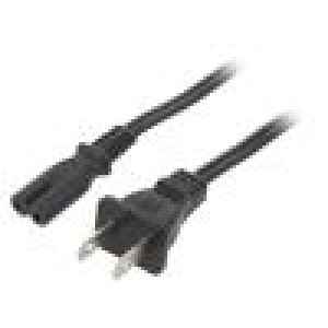 Kabel 2x18AWG IEC C7 zásuvka,NEMA 1-15 (A) vidlice PVC 5m