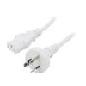 Kabel AS/NZS 3112 (I) zástrčka,IEC C13 zásuvka PVC 1,8m bílá