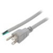 Kabel 3x16AWG NEMA 5-15 (B) vidlice,vodiče PVC 1,5m šedá 13A