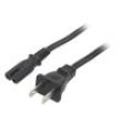 Kabel 2x18AWG IEC C7 zásuvka,NEMA 1-15 (A) vidlice PVC 3m