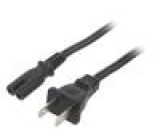 Kabel IEC C7 zásuvka,NEMA 1-15 (A) vidlice PVC 3m černá 7A