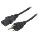 Kabel IEC C13 zásuvka,NEMA 5-15 (B) vidlice PVC 1m černá
