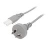 Kabel AS/NZS 3112 (I) zástrčka,IEC C7 zásuvka PVC 5m šedá