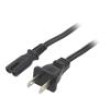 Kabel 2x18AWG IEC C7 zásuvka,NEMA 1-15 (A) vidlice PVC 1,8m