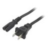 Kabel IEC C7 zásuvka,NEMA 1-15 (A) vidlice PVC 1,8m černá