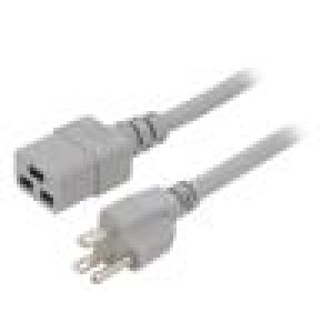 Kabel IEC C19 zásuvka,NEMA 5-15 (B) vidlice PVC 5m šedá 15A