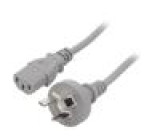 Kabel AS/NZS 3112 (I) zástrčka,IEC C13 zásuvka PVC 1,5m šedá