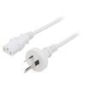 Kabel AS/NZS 3112 (I) zástrčka,IEC C13 zásuvka PVC 5m bílá