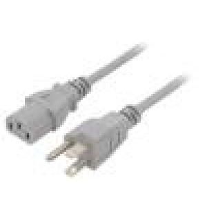 Kabel 3x18AWG IEC C13 zásuvka,NEMA 5-15 (B) vidlice PVC 1,5m