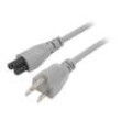 Kabel 3x18AWG IEC C5 zásuvka,NEMA 5-15 (B) vidlice PVC 3m