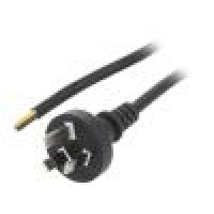 Kabel AS/NZS 3112 (I) zástrčka,vodiče PVC 1m černá 3x0,75mm2