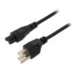 Kabel IEC C13 zásuvka,NEMA 5-15 (B) vidlice PVC 1,8m černá