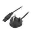 Kabel BS 1363 (G) vidlice,IEC C7 zásuvka PVC 1m černá 3A